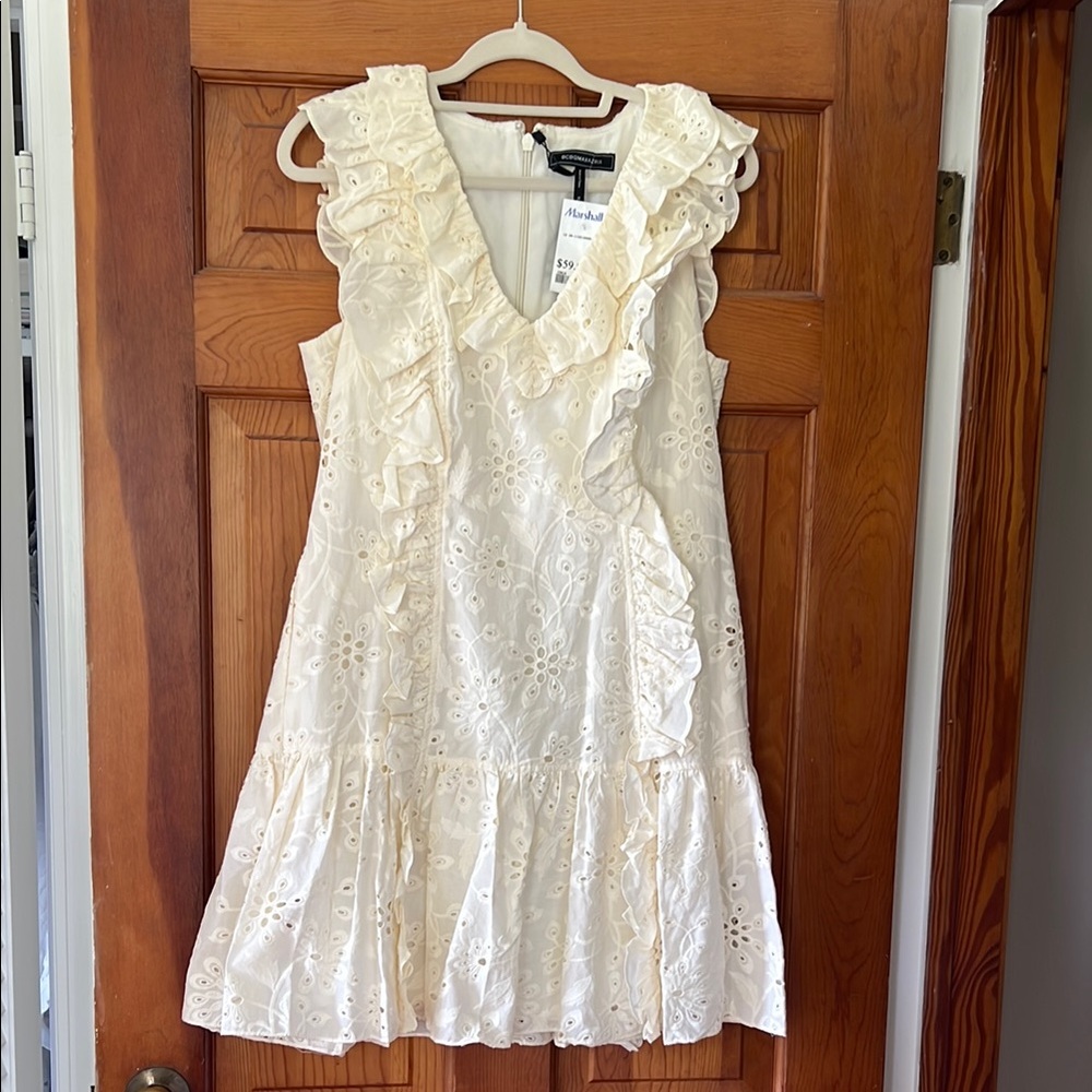 BCBG Cream Ruffle Dress